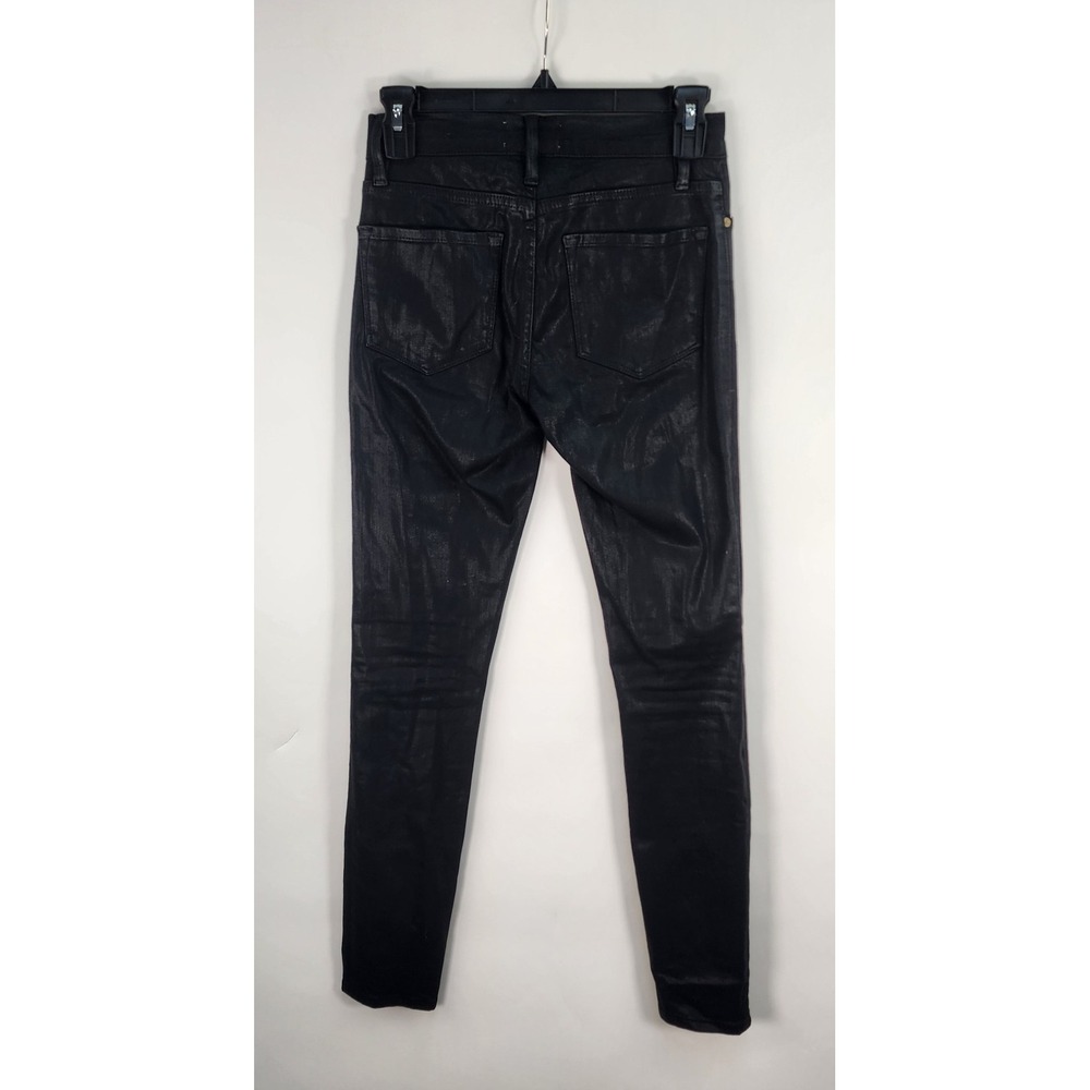 Frame Le Skinny Jeans Women's 25 Black Coated Mid Rise $258 - Picture 3 of 12